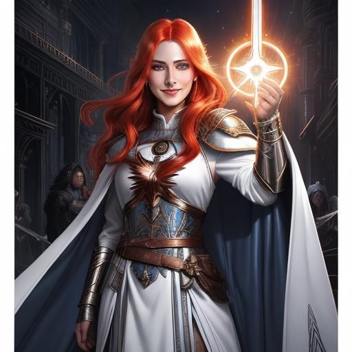 Female Aasimar Worshipping in Comic Book Art