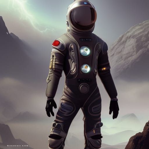 Futuristic Space Suit Character Design in Epic Fantasy Style