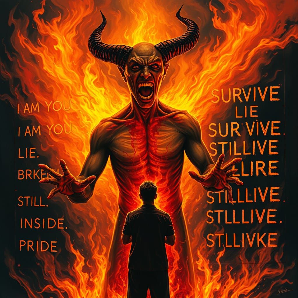 Infernal Figure in Dark Surrealism Style