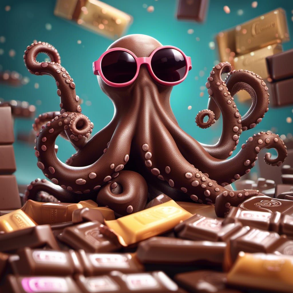 Happy Chocolate Octopus in a World of Chocolate