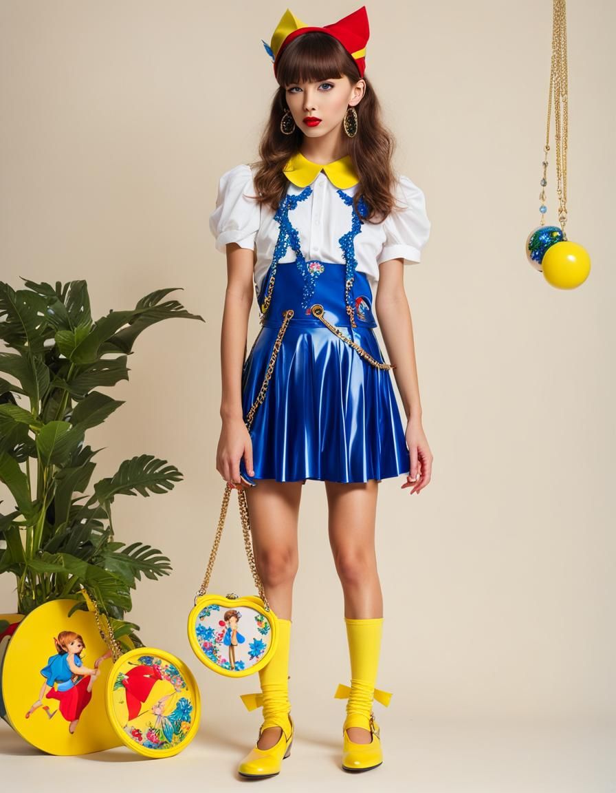 Kidcore Fashion Model in Primary Blue Outfit