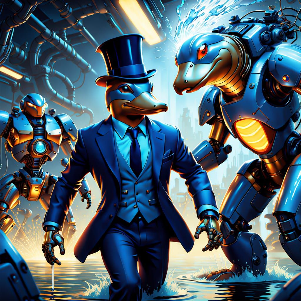 Platypus Hero Fights Mad Scientist in Futuristic Mecha