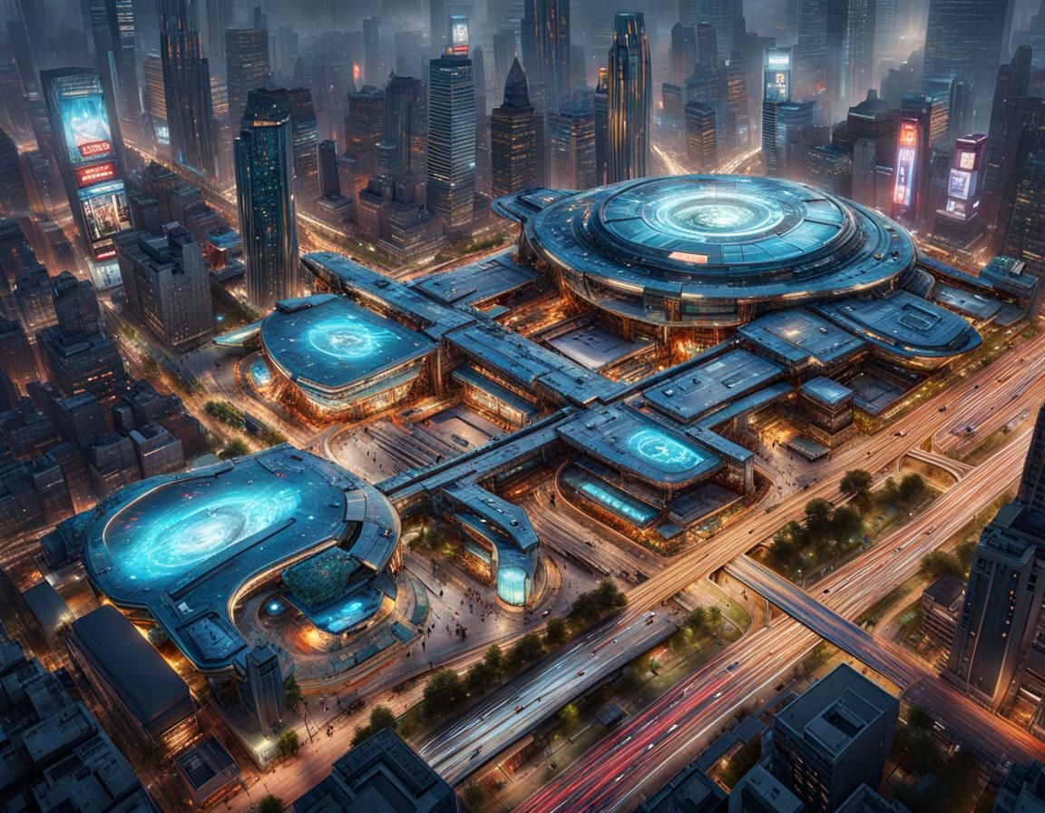 Futuristic Cityscape Rendered in 3D Digital Art