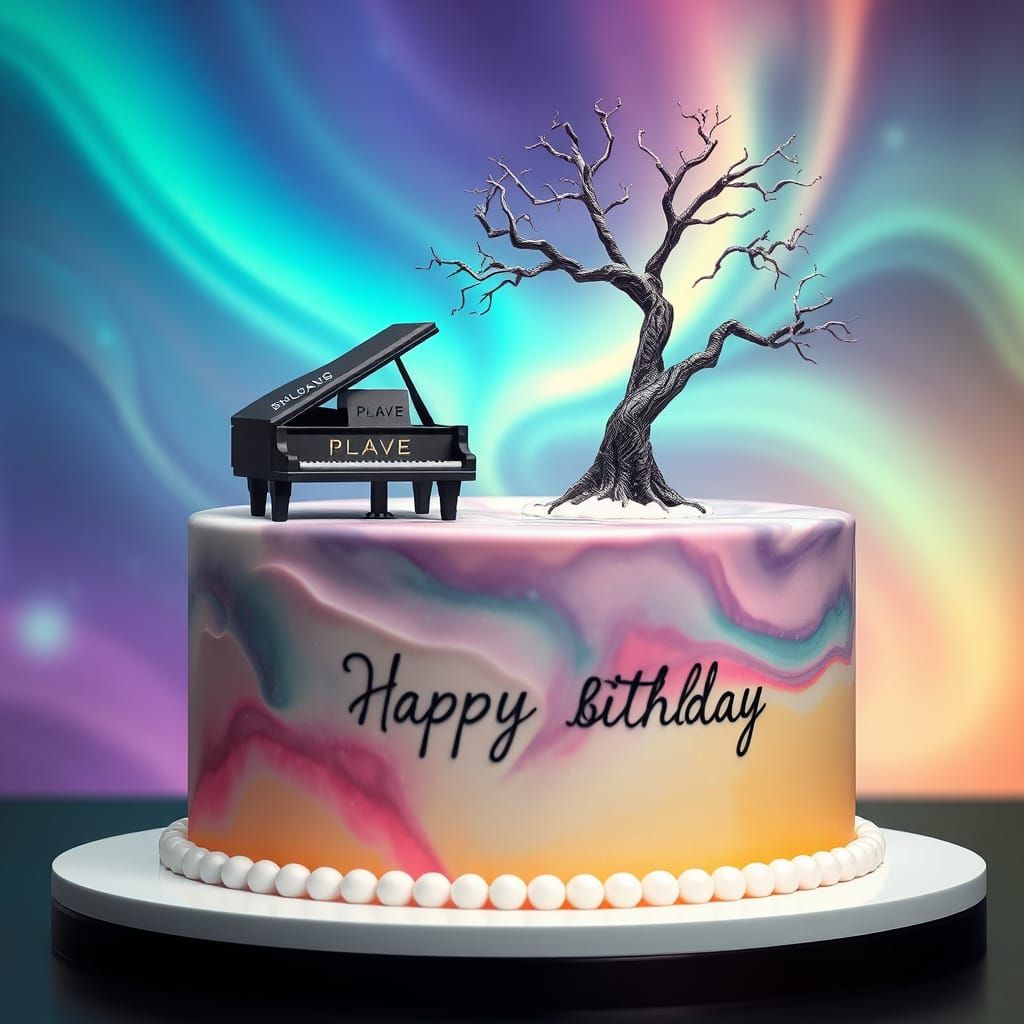 Ethereal Northern Lights Cake in Fantasy Concept Art Style