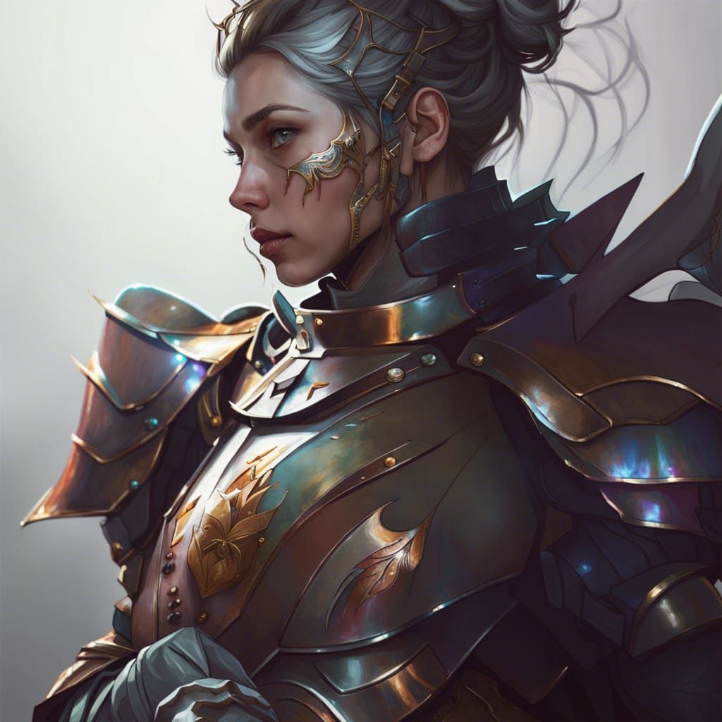 Armored Girl Portrait in Dynamic Lighting