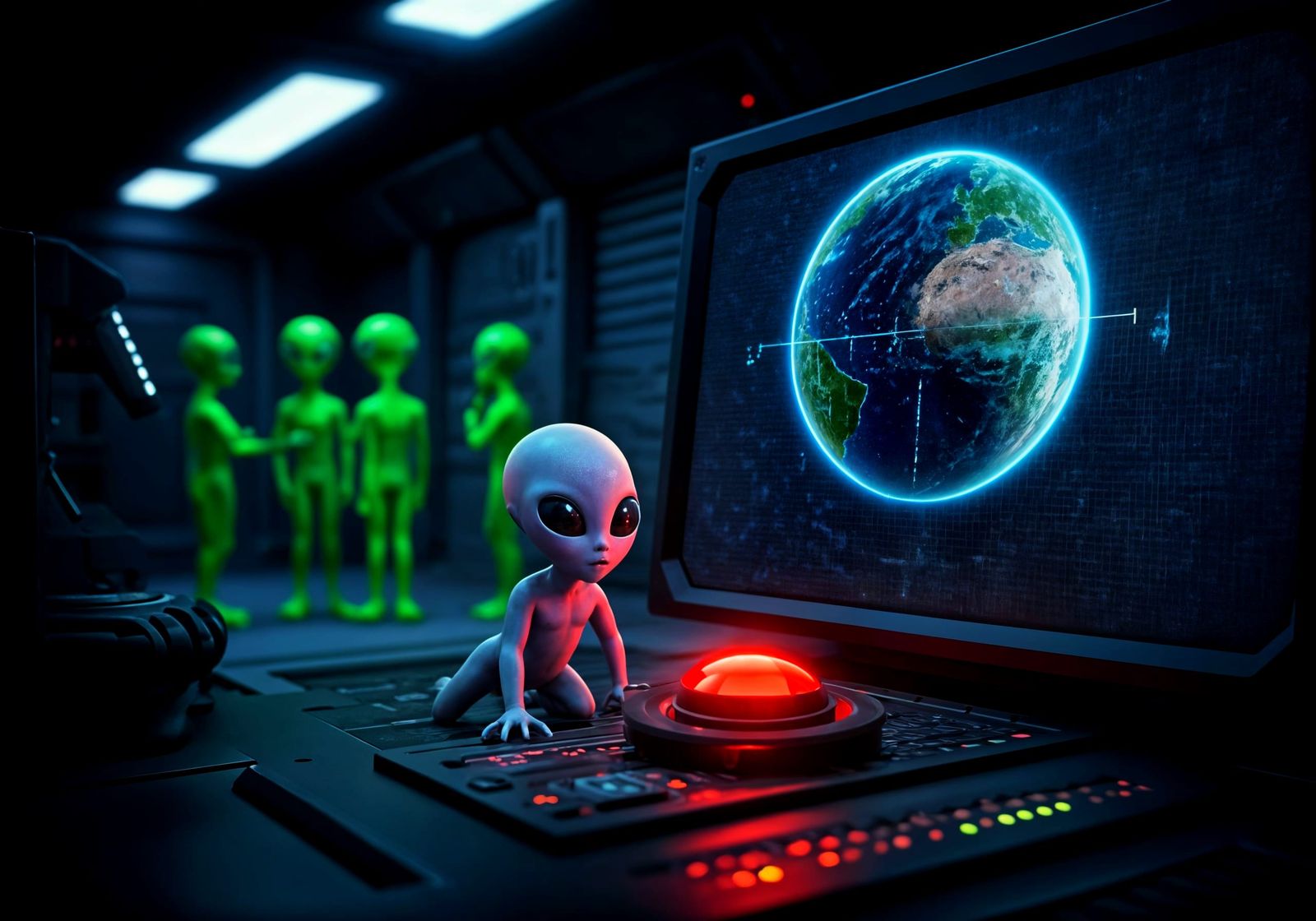 Alien Planet Surveillance in Cyberpunk Style