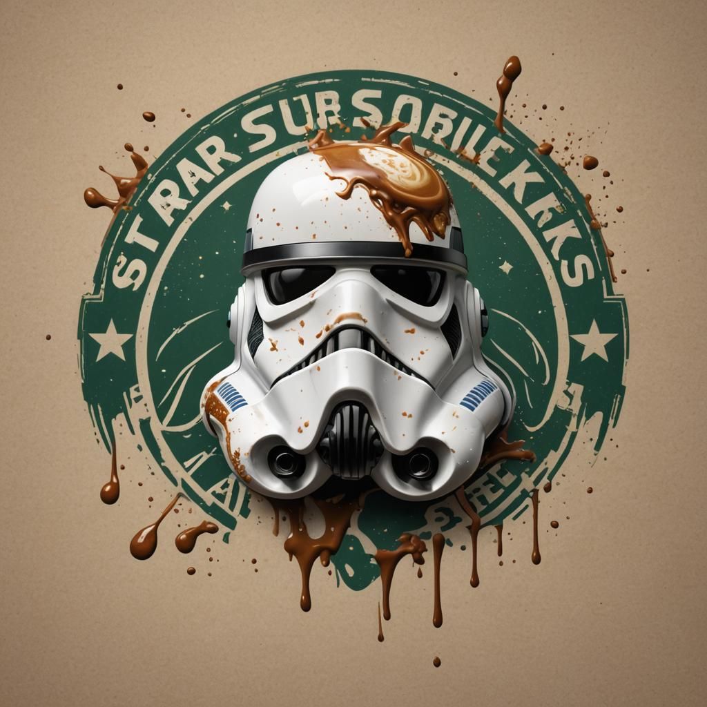 Stormtrooper Starbucks Logo in Detailed Matte Painting