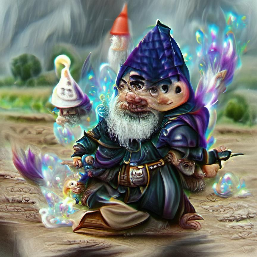 Gnome Wizard in Fantasy Art Style