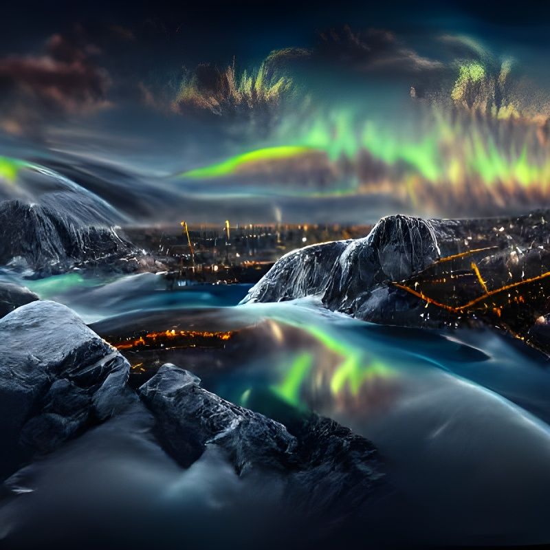 Spectacular Aurora Borealis Over Arctic Landscape