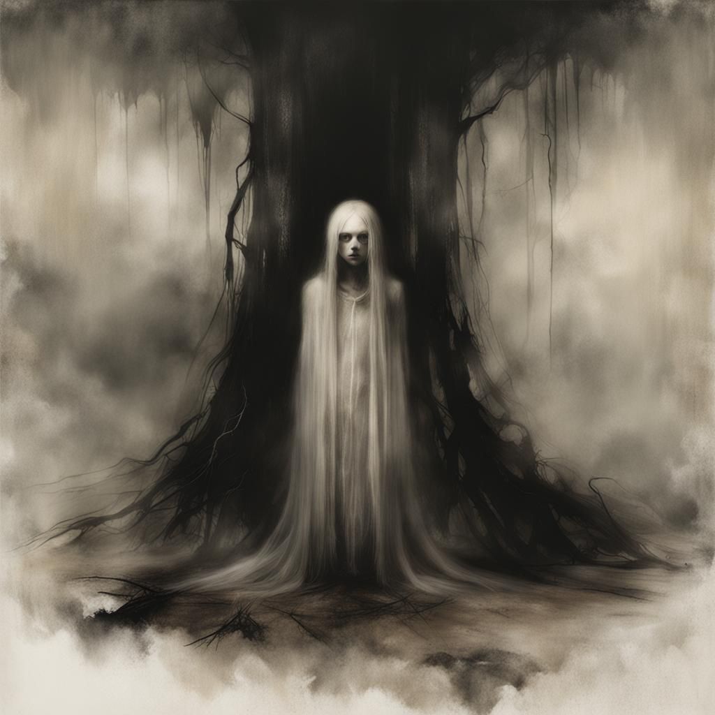 Grimdark Horror Landscape in Dark Fantasy Style