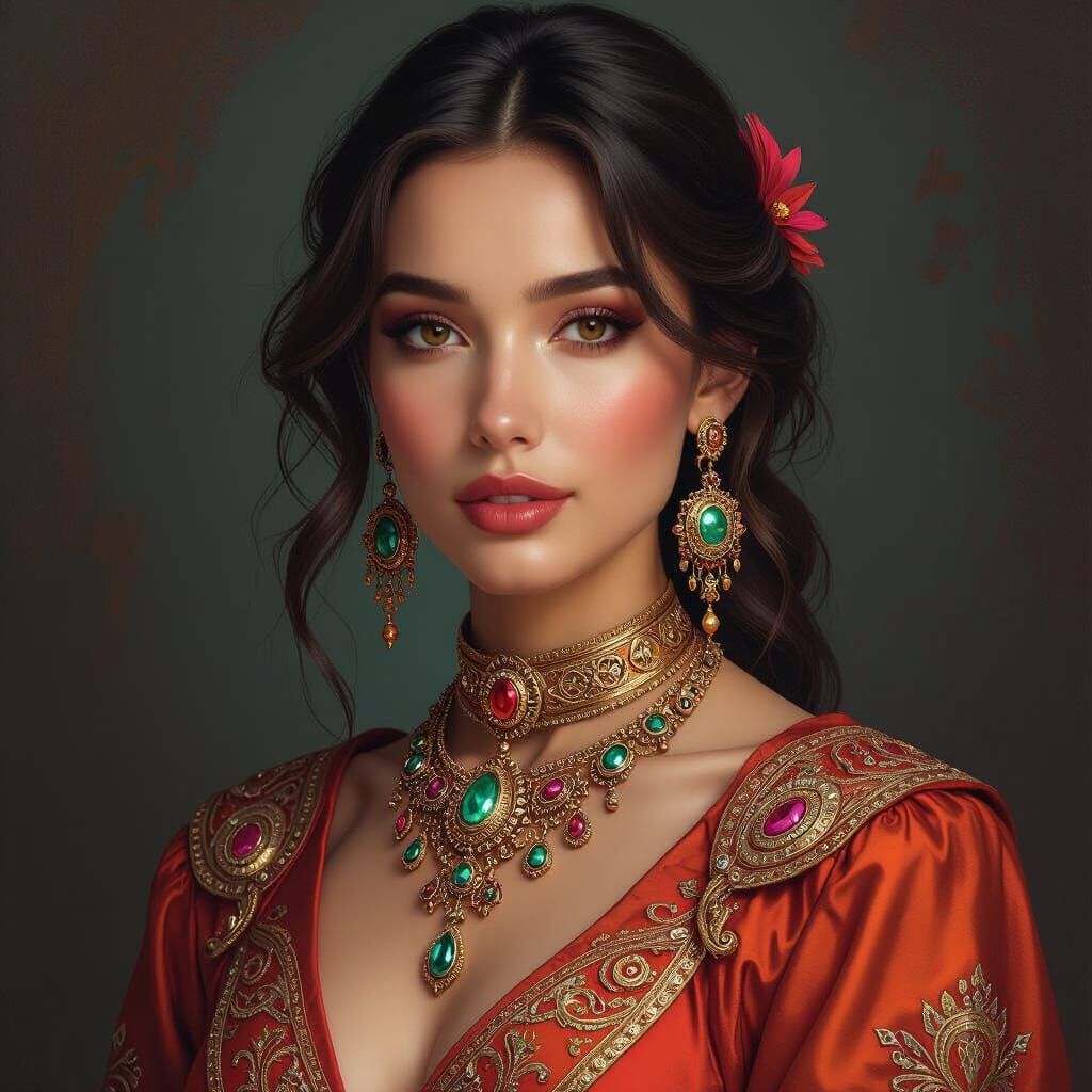 Hyperrealistic Woman with Futuristic Jewelry in Matte Painti...