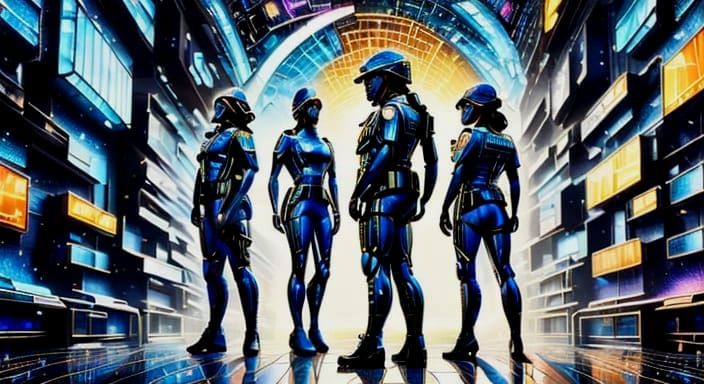 Mosaic Policemen in Vibrant, Realistic Colors