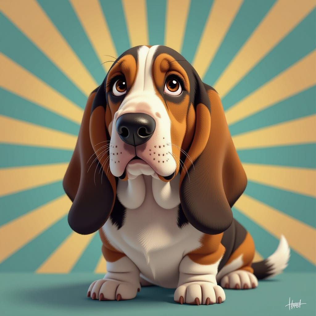 Charming Basset Hound Portrait in Dynamic Lighting