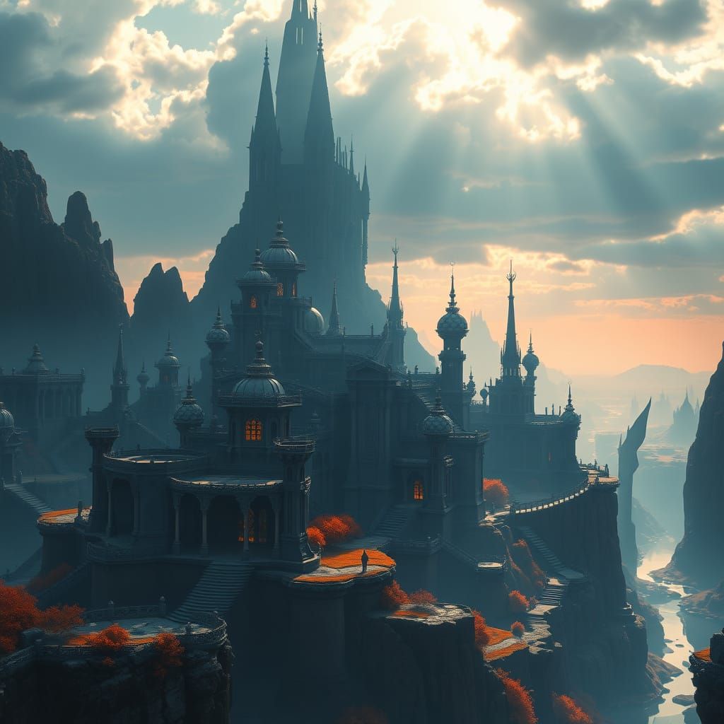 Fantastical Landscape with Dramatic Light and Shadow