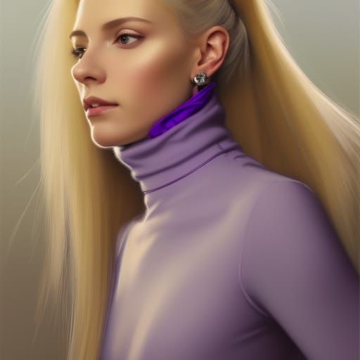 Blonde Woman Portrait with Lily, Hyperdetailed Art