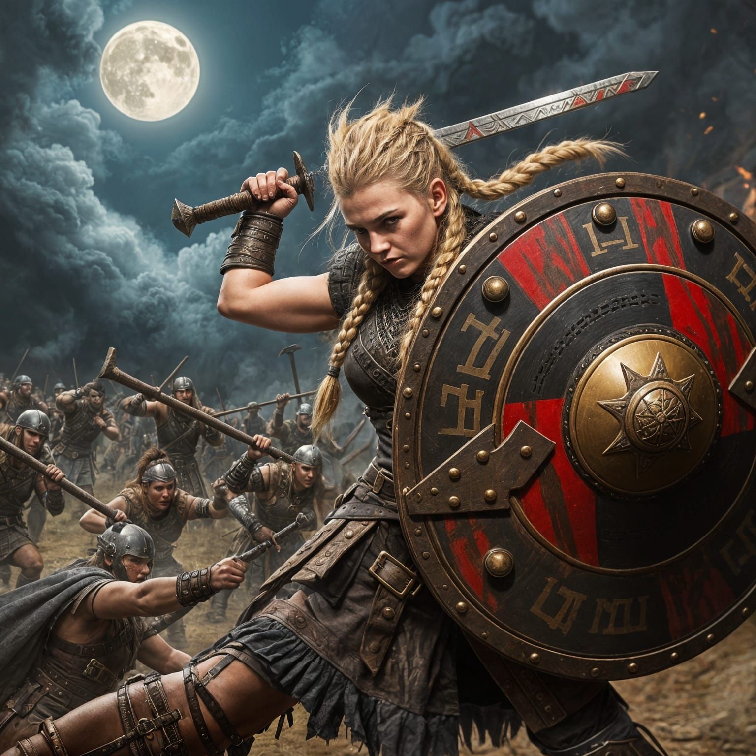 Viking Woman Warrior with Bloody Sword