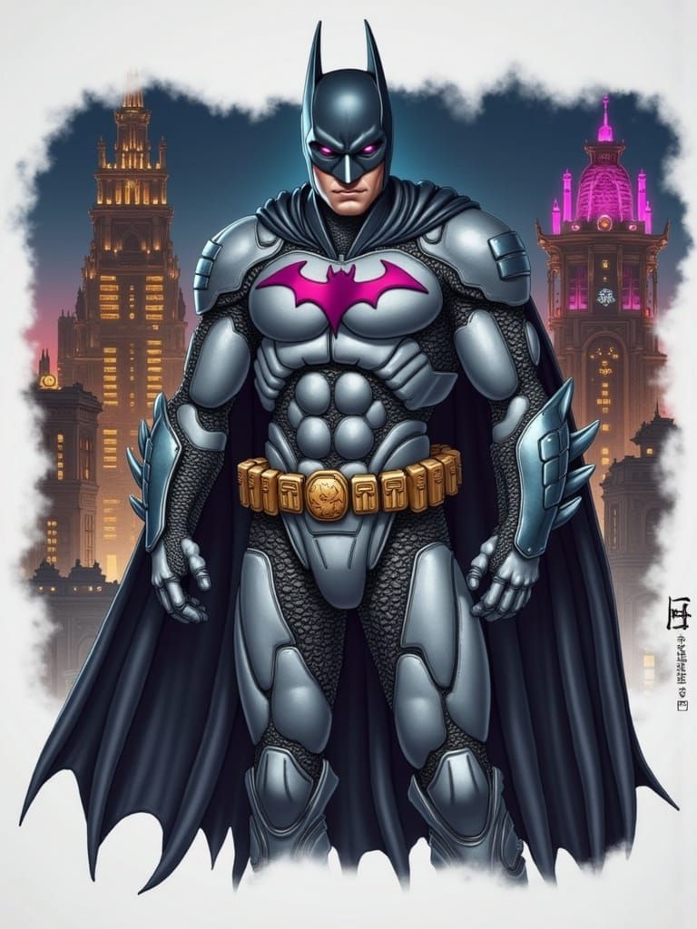 Cyberpunk Batman in Futuristic Power Armor