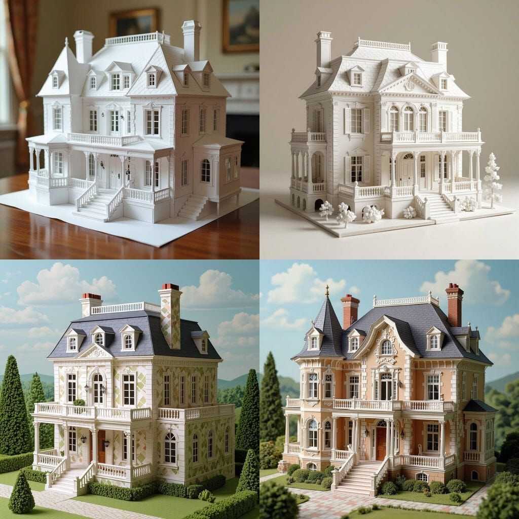 Hyperrealistic Paper Mansion: Architectural Marvel