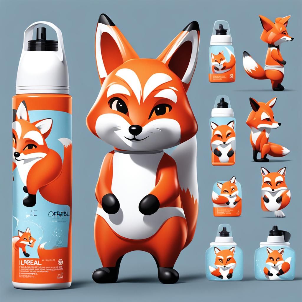 Fox Deodorant Bottle Design: Hyperrealistic Splash Art