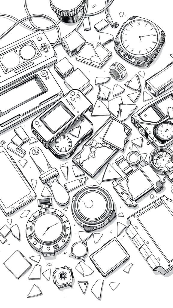 Whimsical Line Art of Repurposed Gadgets in a Variety of Mat...