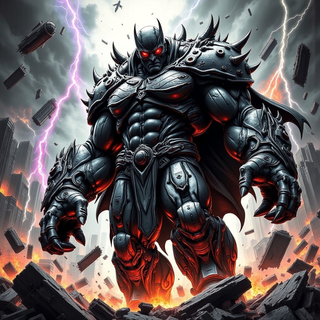 Cyberpunk Super Villain in a Post-Apocalyptic Metropolis