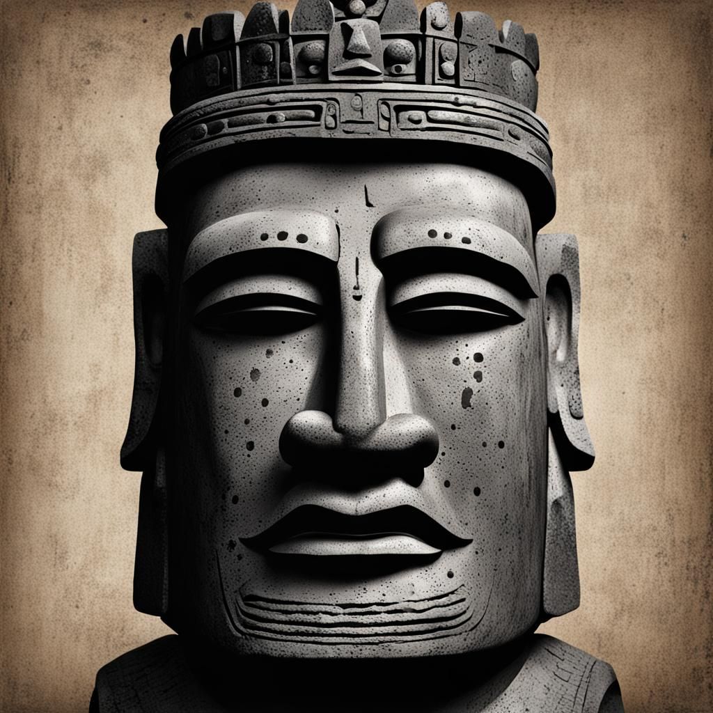 Chess King as a Moai Head Sculpture