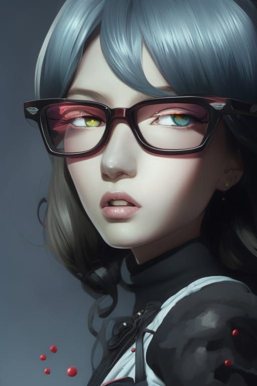 Cute Girl with Red Hair in Synthwave Style