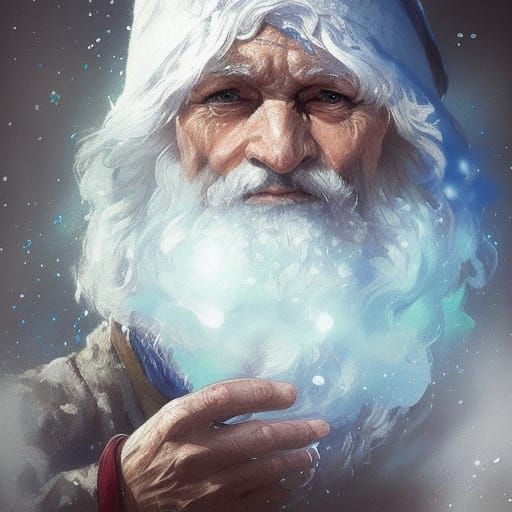 Wizard with White Bear in Art Nouveau Style