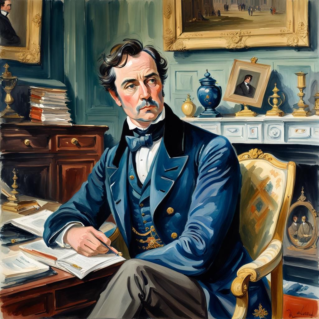 Distinguished British Earl Portrait in Gouache Style