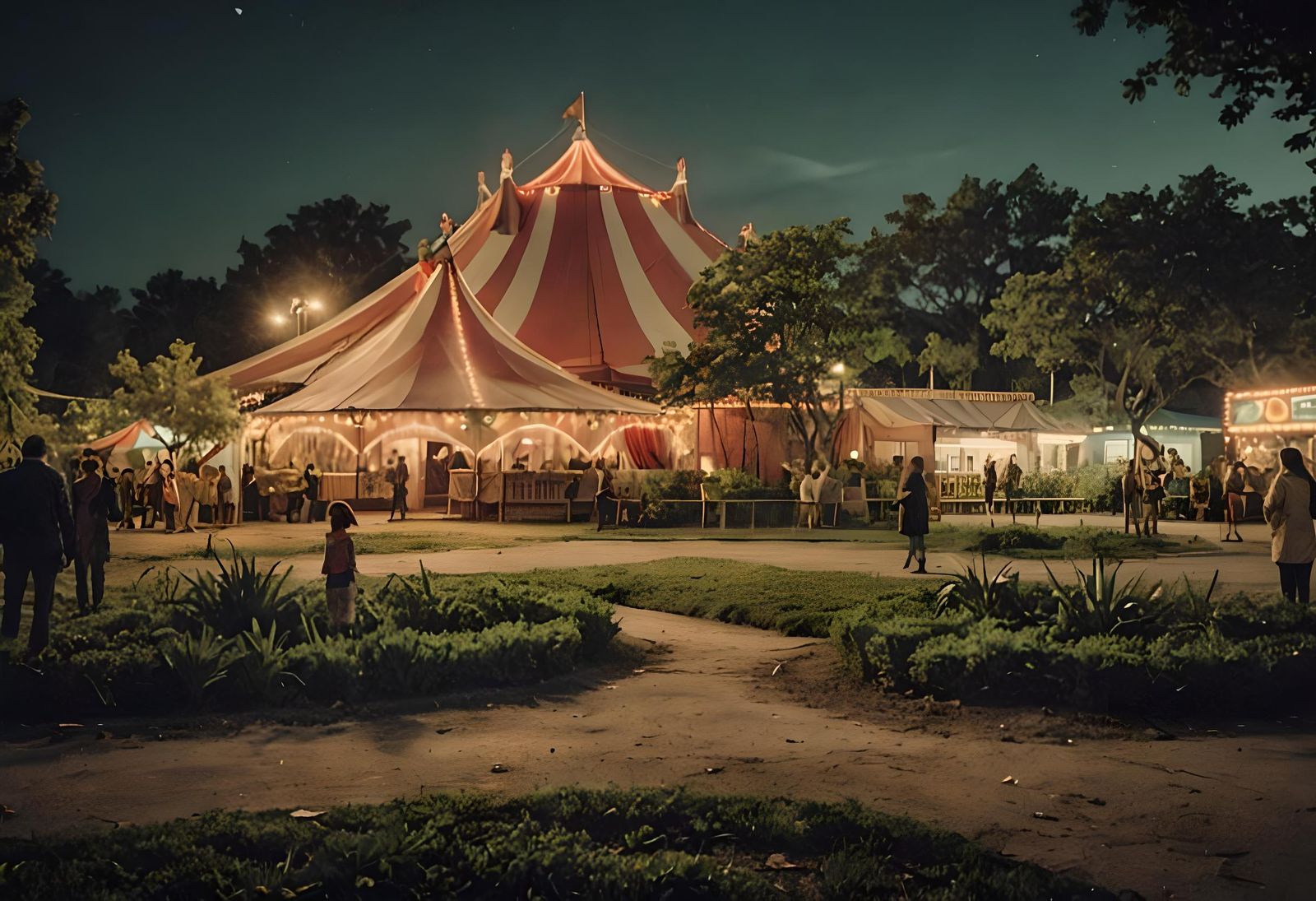 Magical Night Circus in Urban Landscape