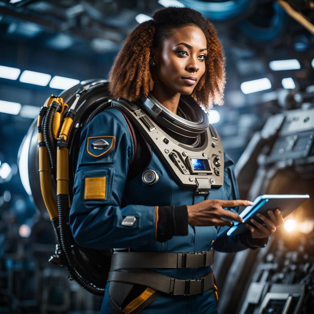 Alien Engineer in Hangar Bay: Professional Photography