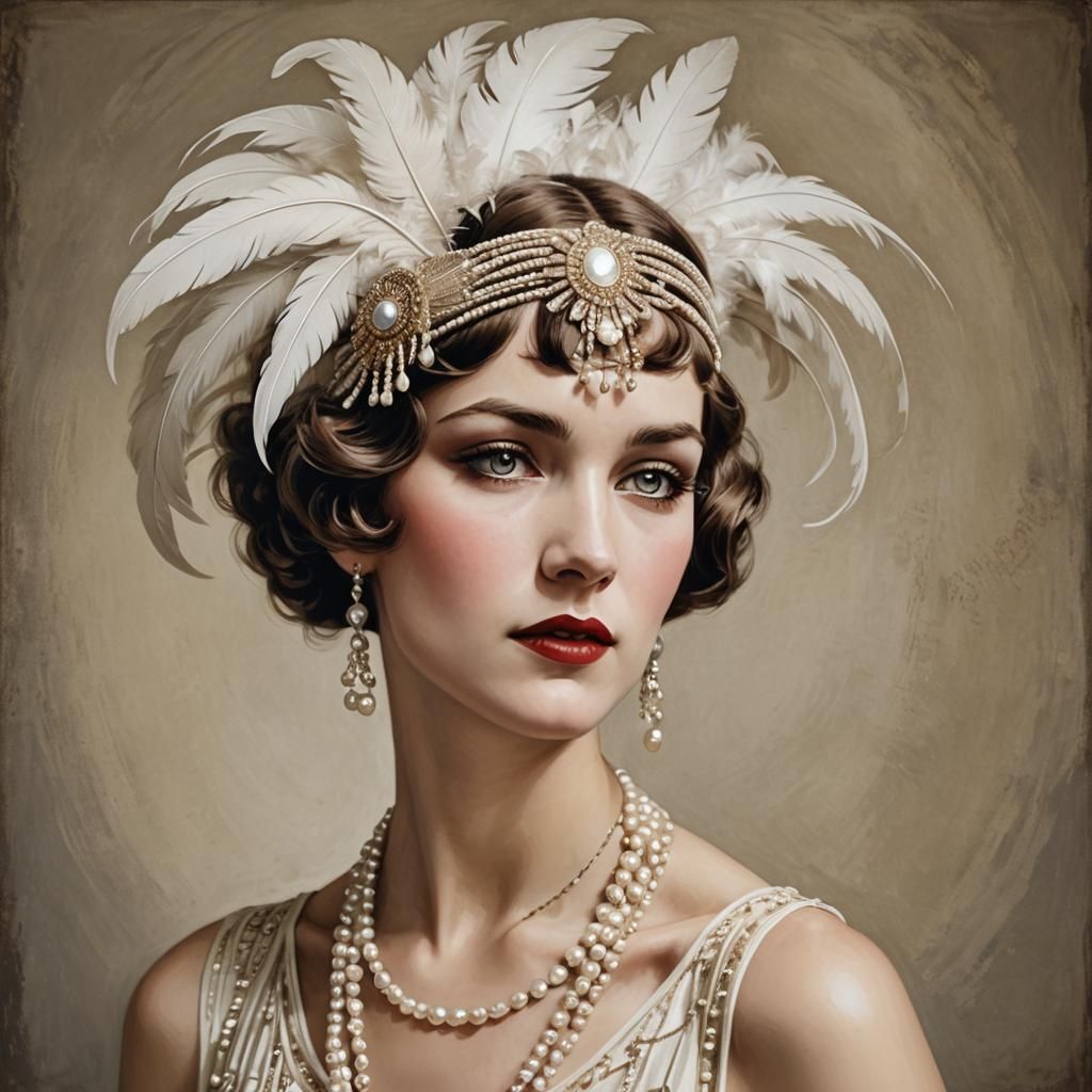Flapper Portrait in Michelangelo Style