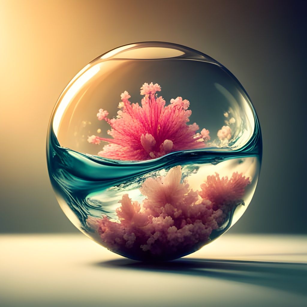 Hyperrealistic Water Sphere in Sunlight