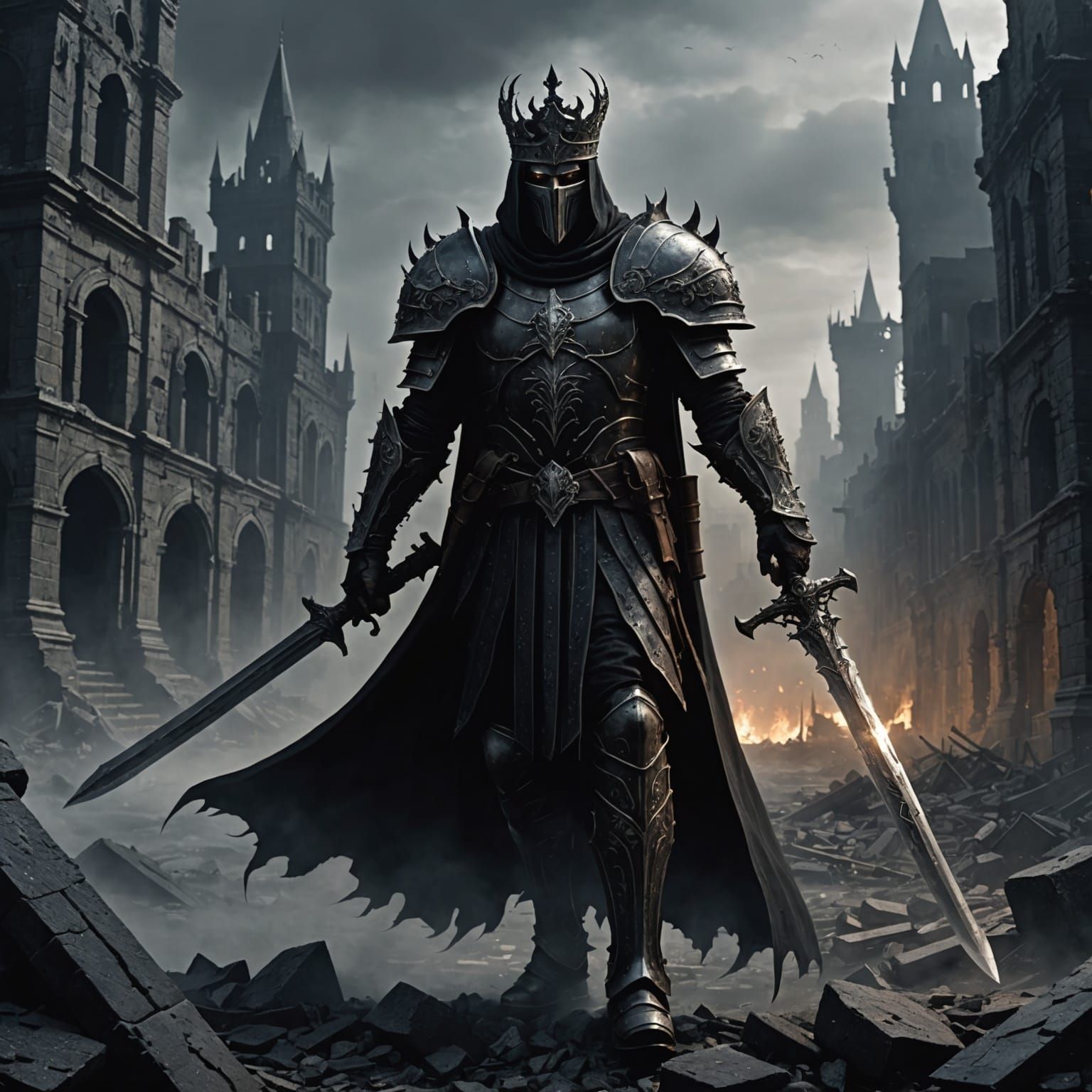 Grim Shadow Lord in Ruined City