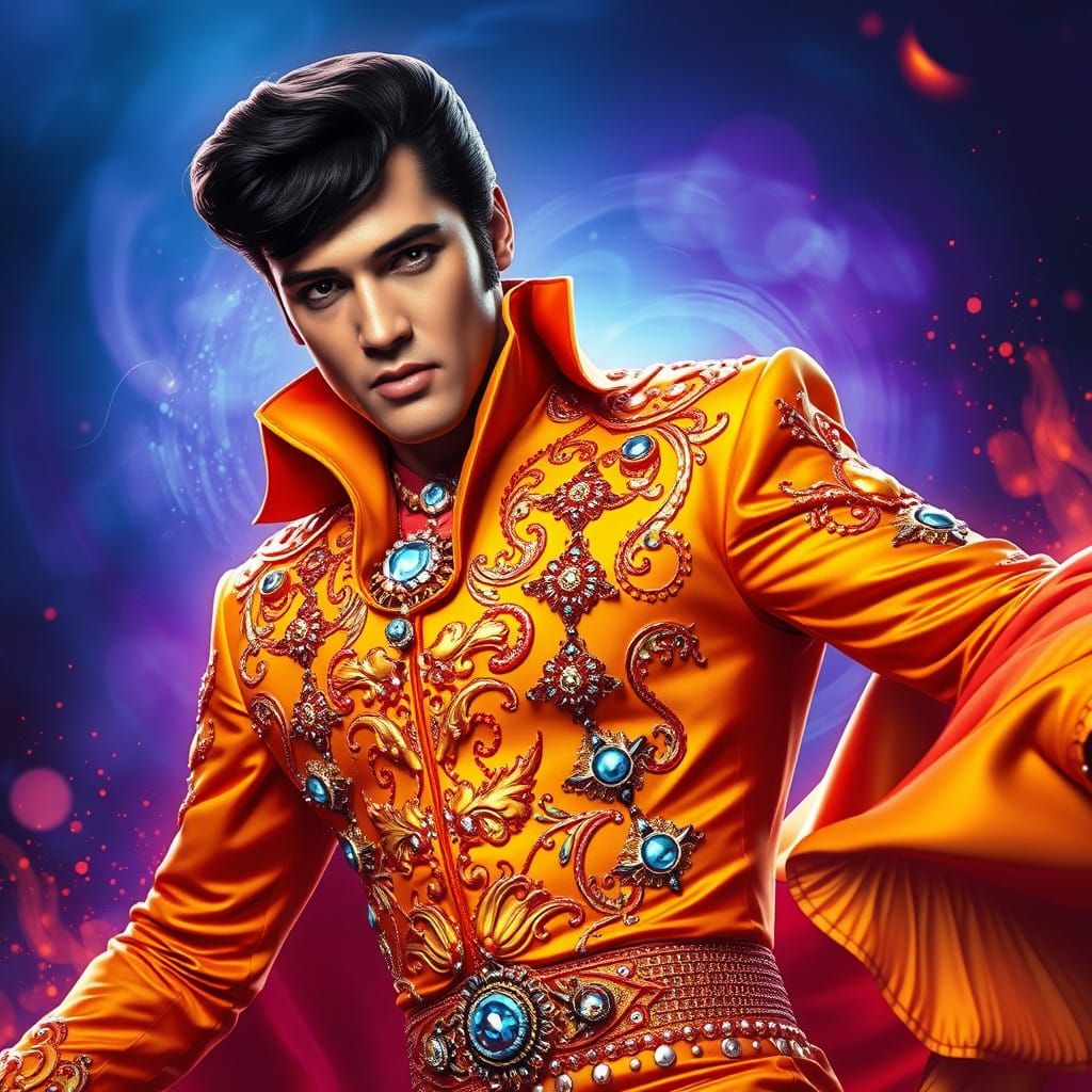 Elvis Presley in Futuristic, Ornate Regalia