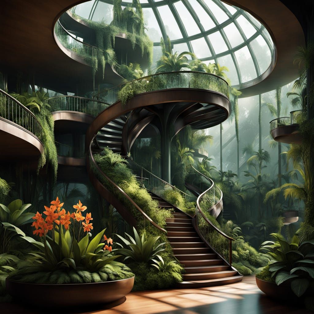 A large indoor hanging garden