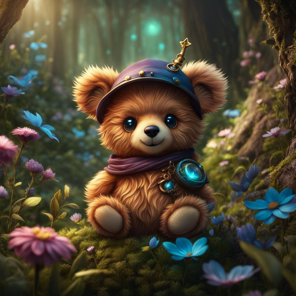 Cute Fairy Teddy Bear in Detailed Matte Painting