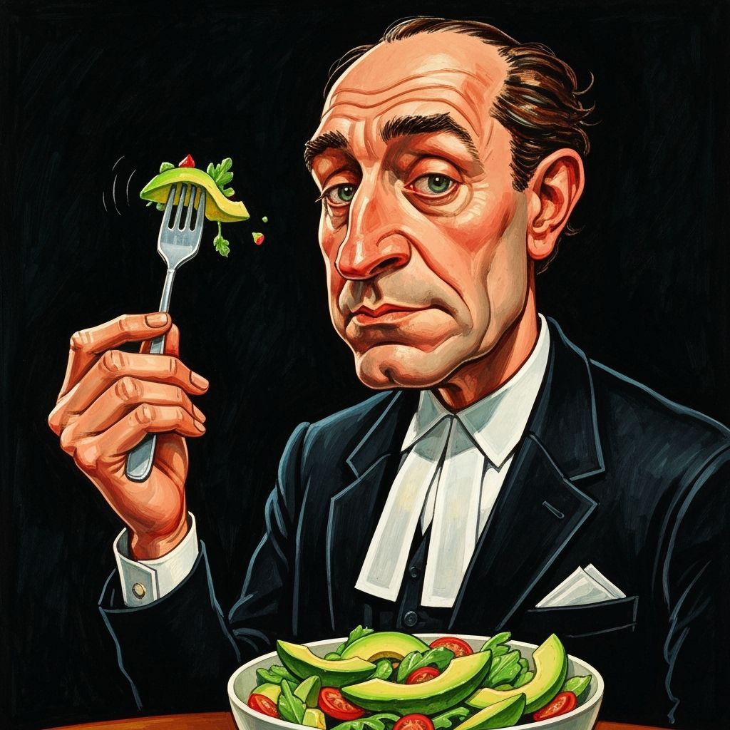 Barrister with Avocado Salad Caricature
