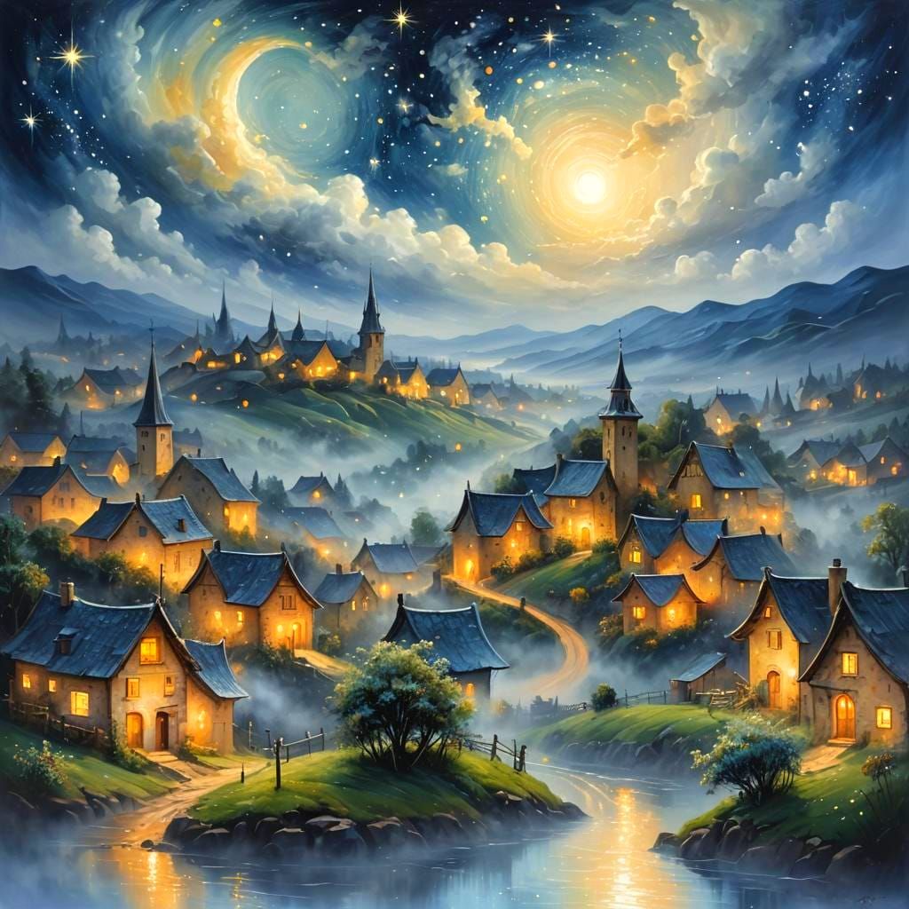 Ethereal Fantasy Landscape in Kinkade Style