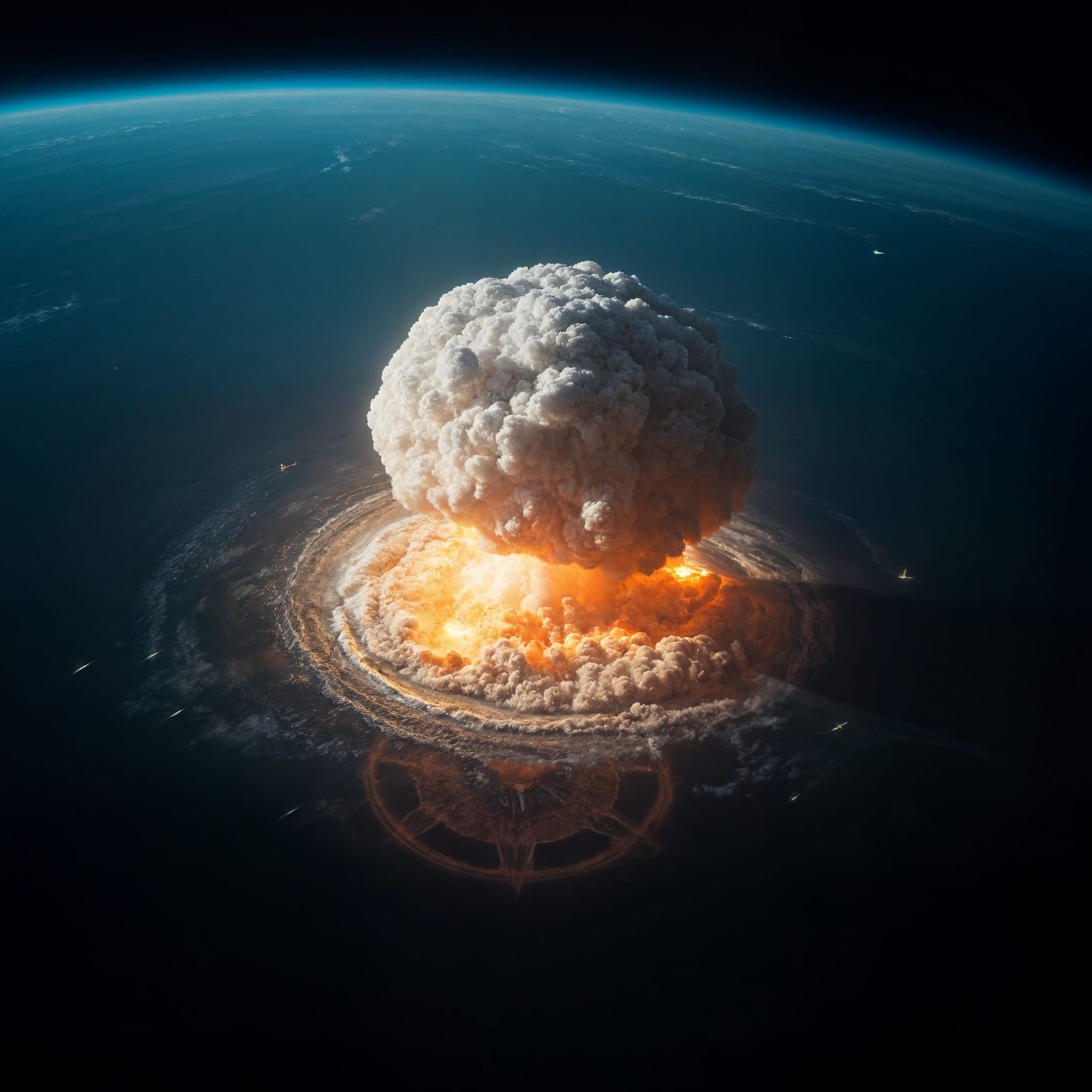 Nuclear Detonation Over Ocean: Cinematic Space View