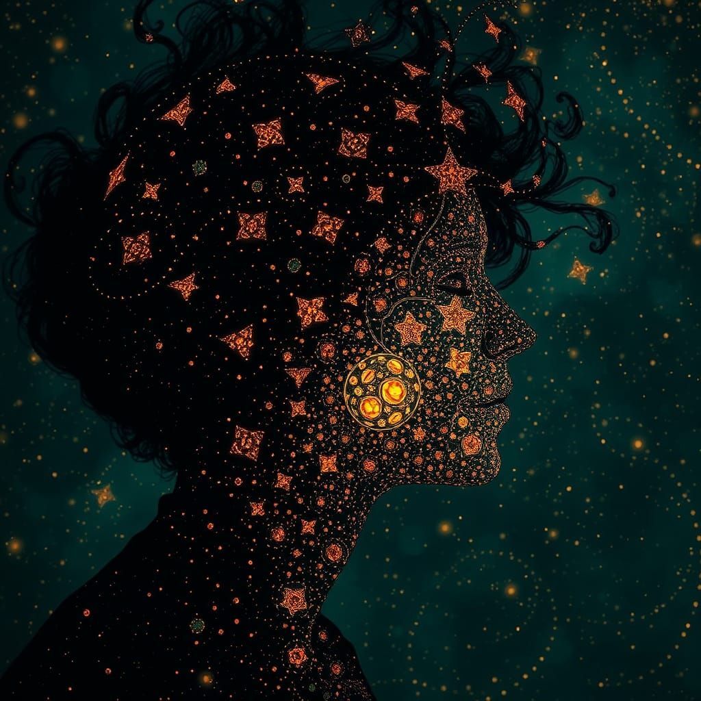 Abstract Life Concept Art in Pointillism Style