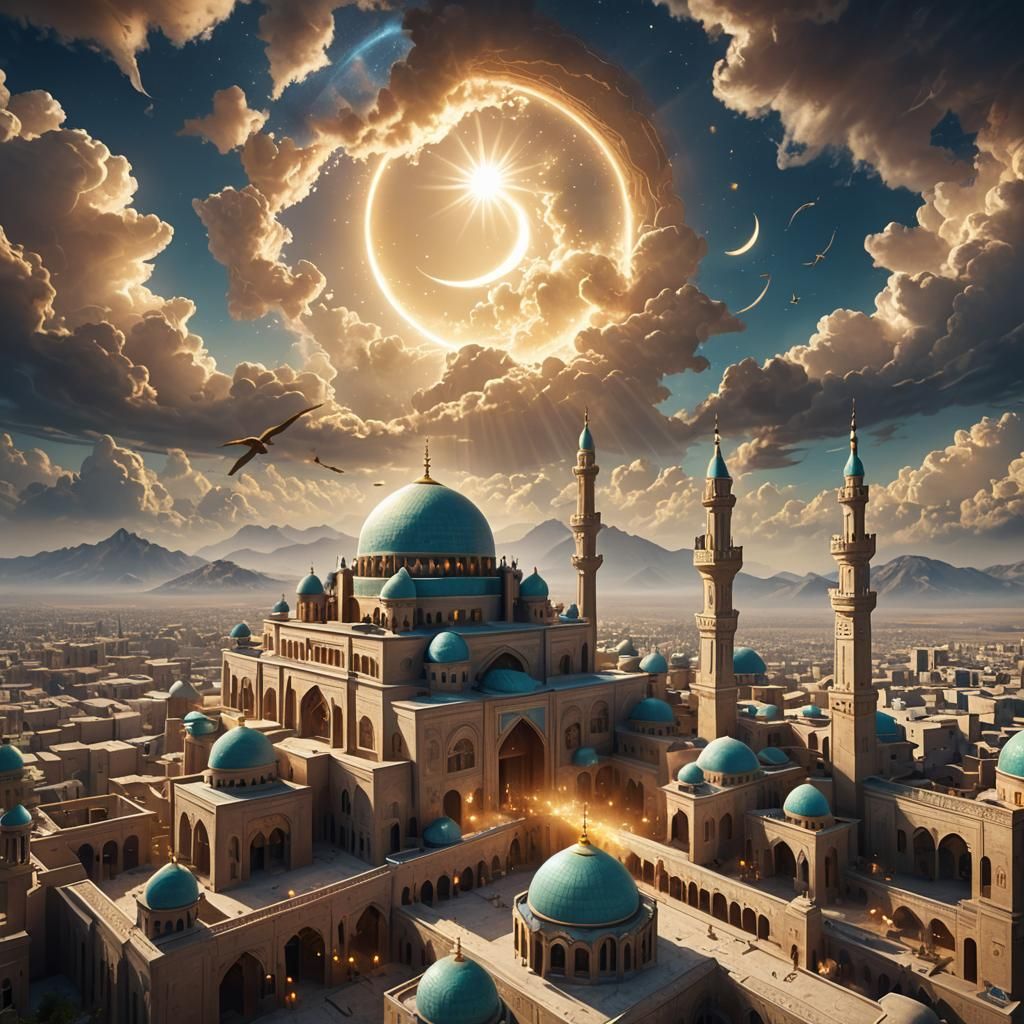 Eid Al-Fitr Masjid in Matte Painting Style