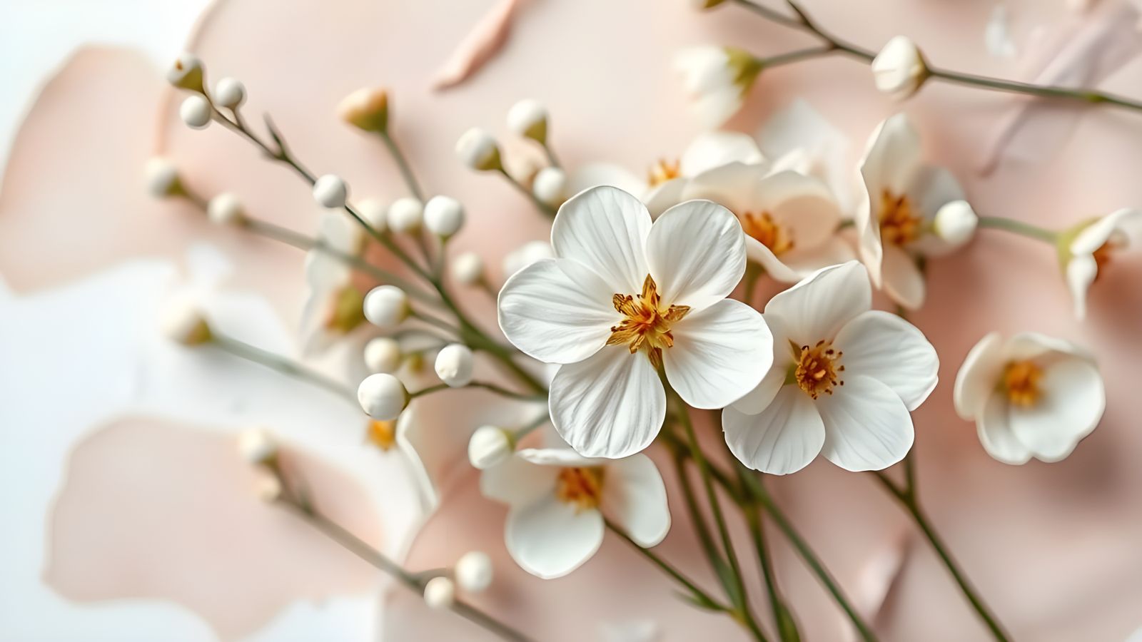 Pastel Flowers and Paint Swatches Flatlay