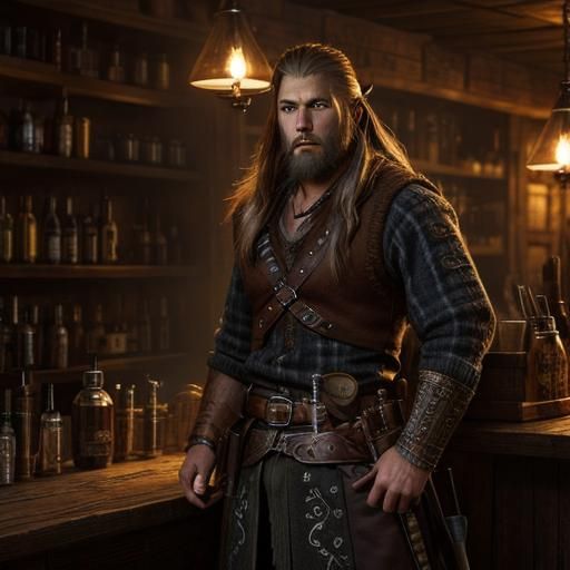 Viking Cowboy Gunslinger in Saloon: Digital Matte Painting