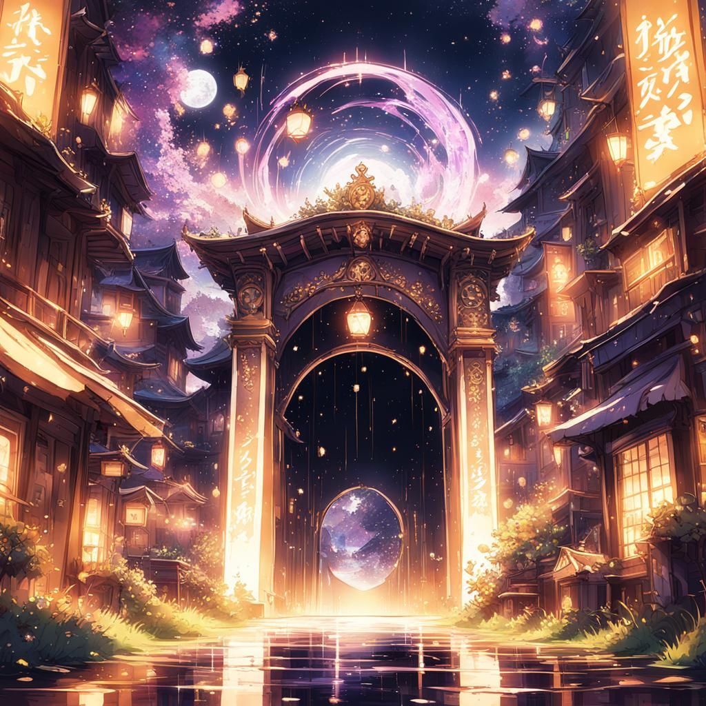 Anime Portal to Magical Universe in Japanese Style