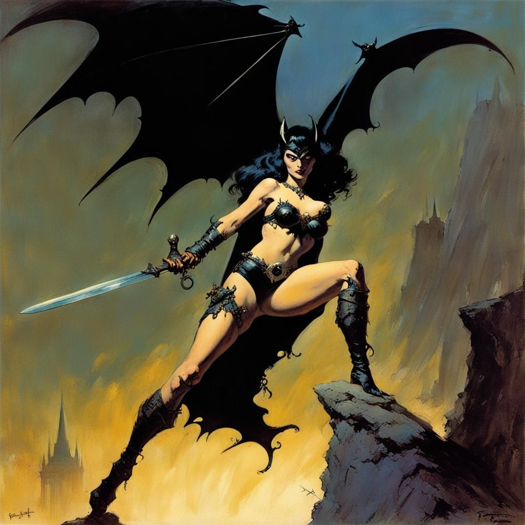 Bat Woman in Dark Fantasy Style