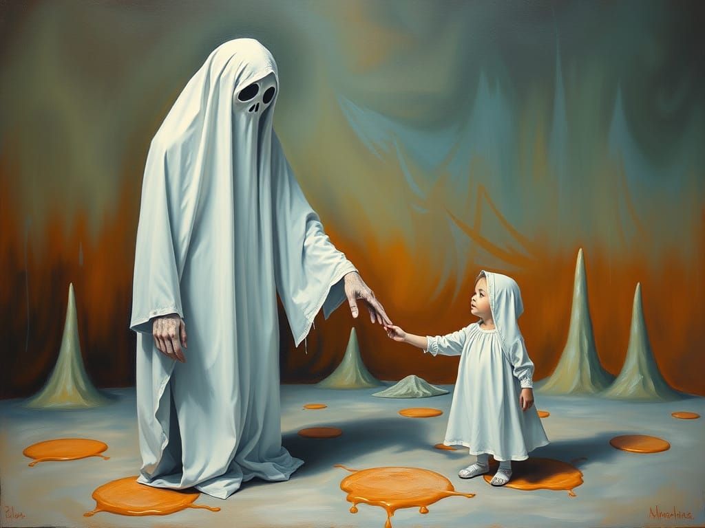 Father and Child Ghosts in Surreal Dreamscape