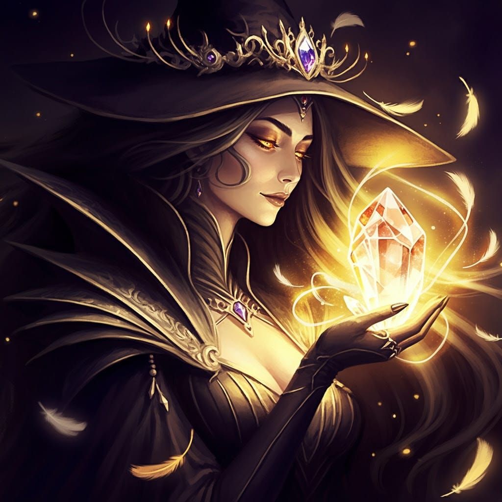 Enchanted Witch in Majestic, Mixed Media Style