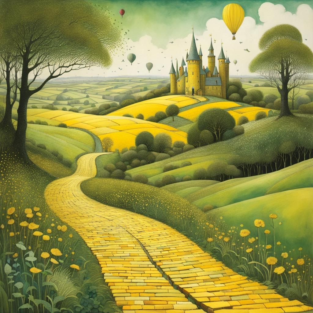 Yellow Brick Road to Emerald City Illustration