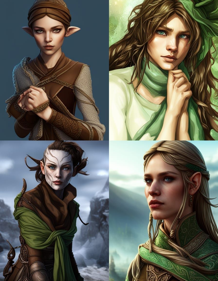 Elven Archer in Green and Brown, 8K